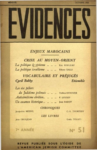 Evidences. N° 51 (Octobre 1955)